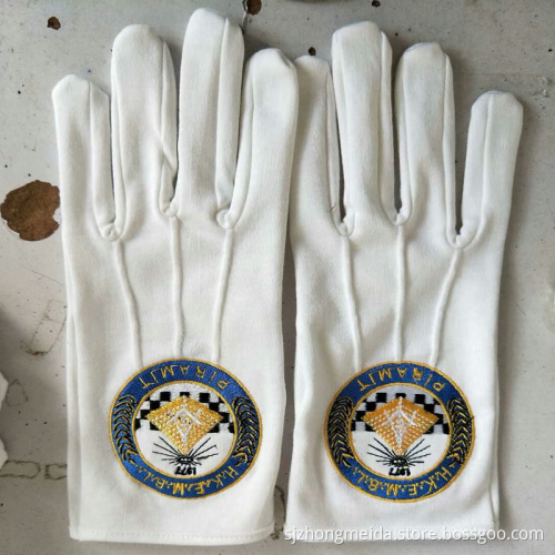 Men's Plain White Cotton Glove with Button Fastening